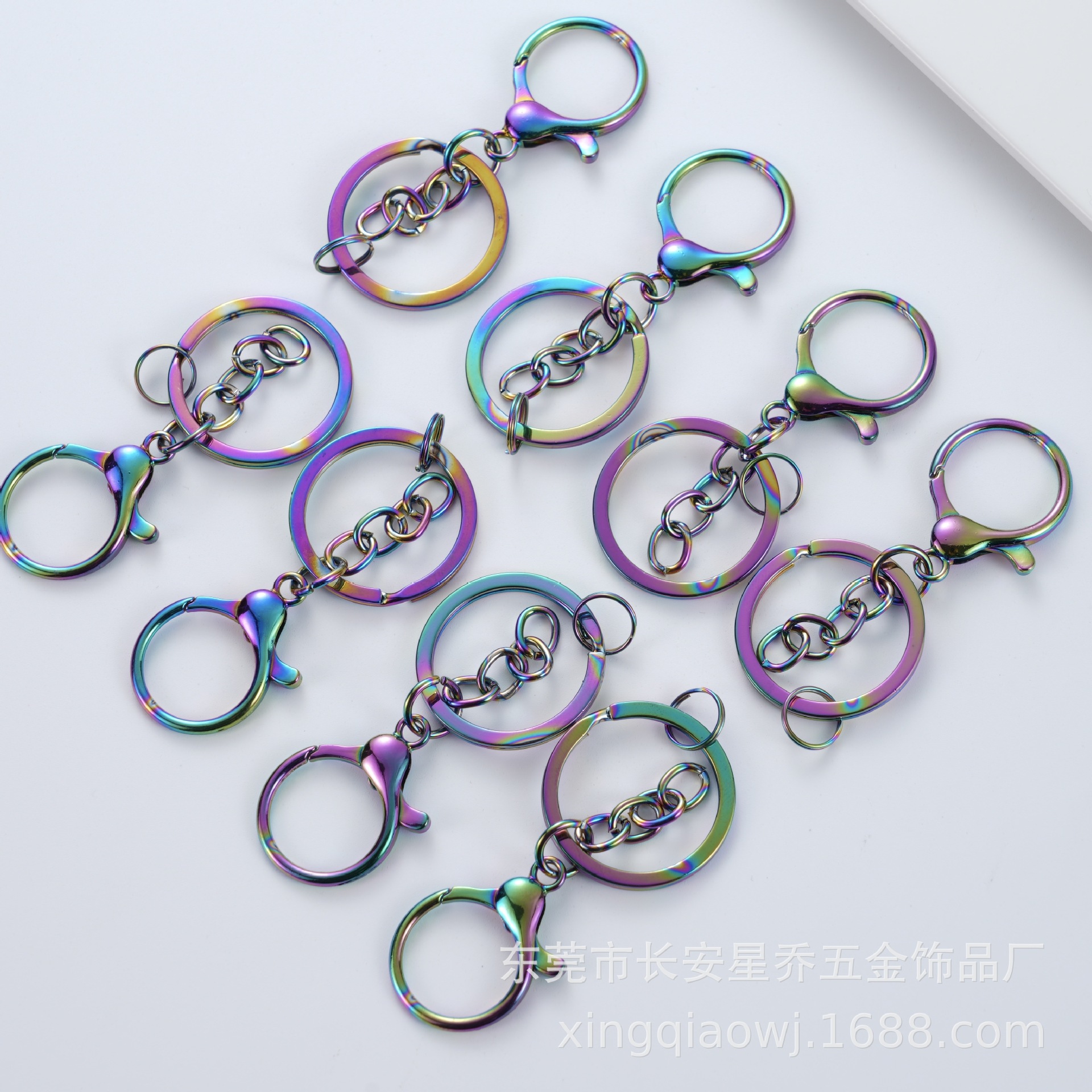 Llavero de langosta de colores con baño galvanizado, set de 3 piezas, vacío, venta al por mayor de fábrica