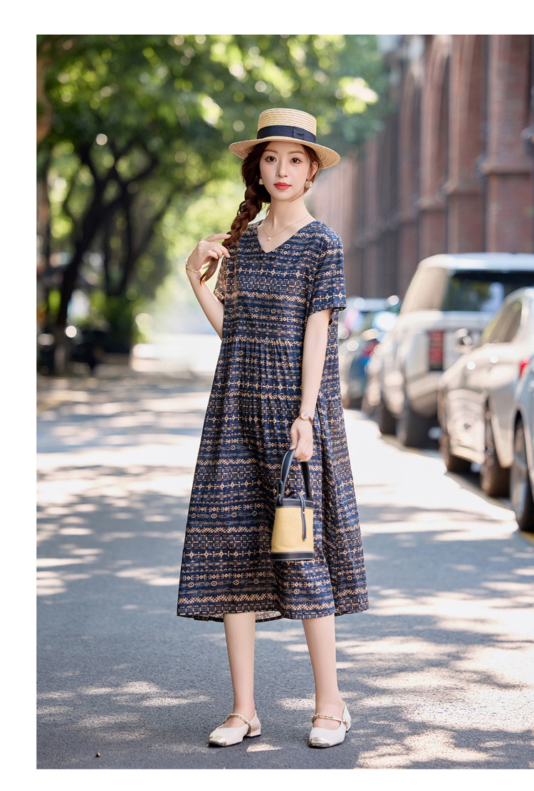 Đầm maxi nữ cotton linen in họa tiết thắt eo 2025 — Màu ảnh 03, Màu ảnh 04, Màu ảnh 01, Màu ảnh 02 chi tiết 22