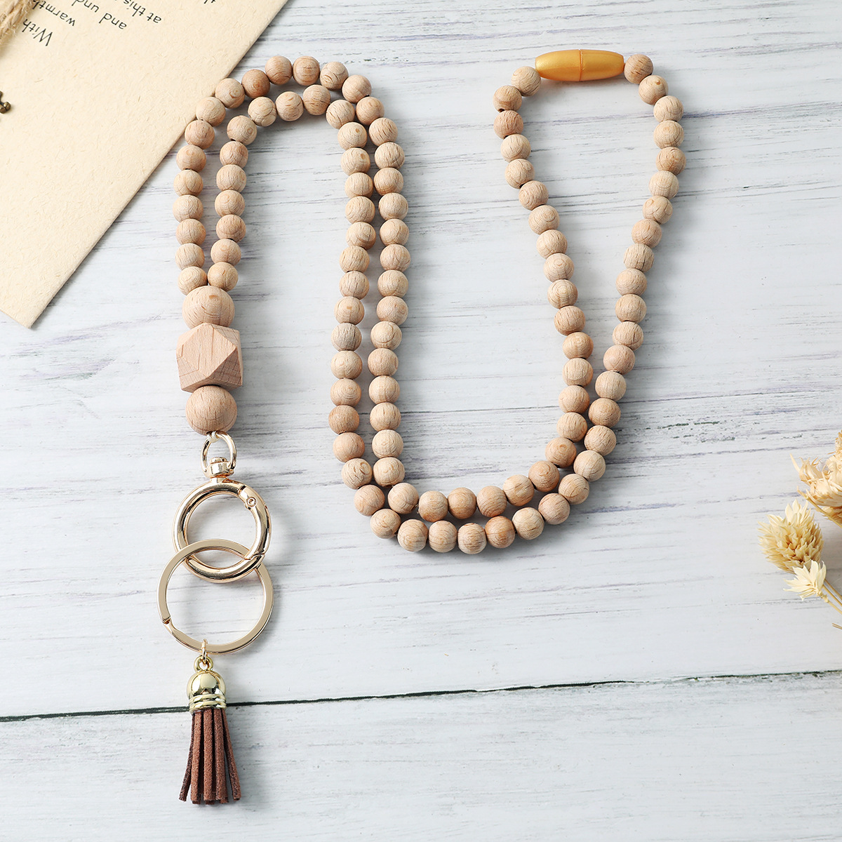 Casual, Pastoral Style Casual Pastoral Multicolor Wood Metal Unisex Lanyard Keychain