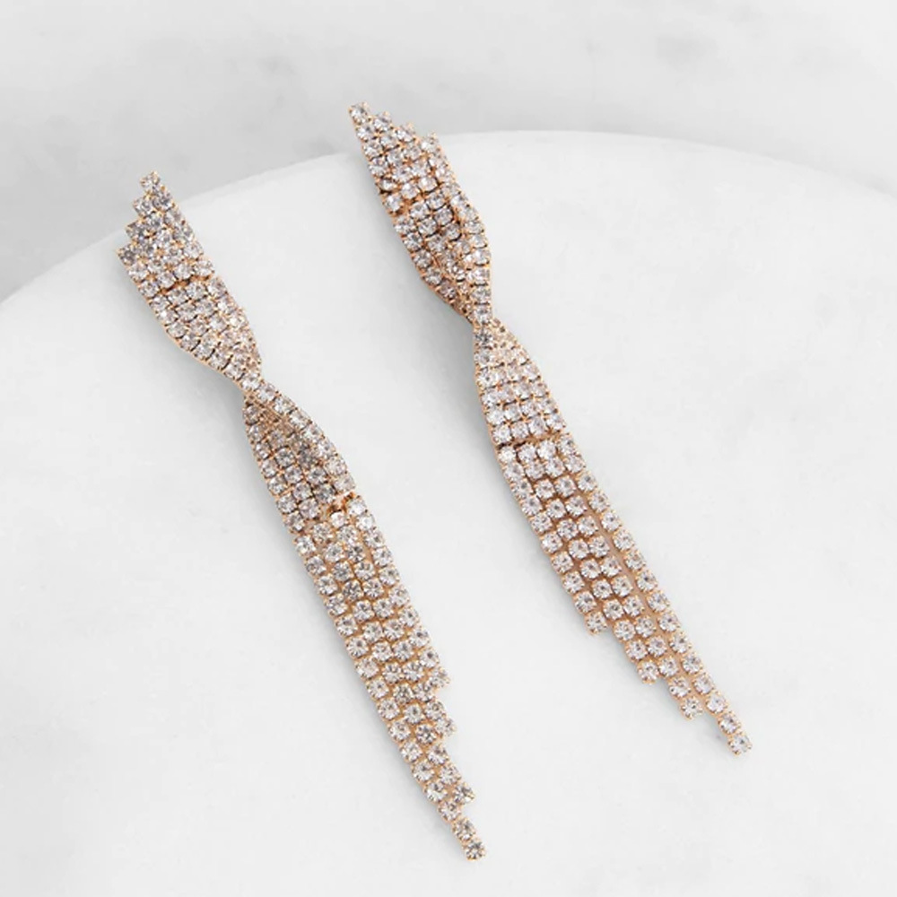 1 Paire Brillant Gland Incruster Le Cuivre Strass Boucles D'oreilles display picture 4