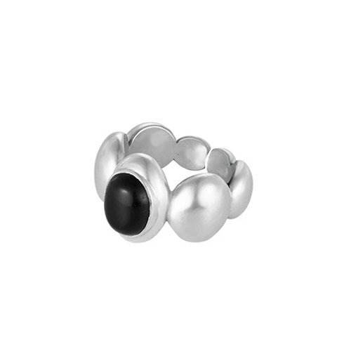 Unique Minimalist Desin For Women, Fashionable And Exquisite, Versatile Black Aate Simple Double-Pointed Star Open_voghion.com