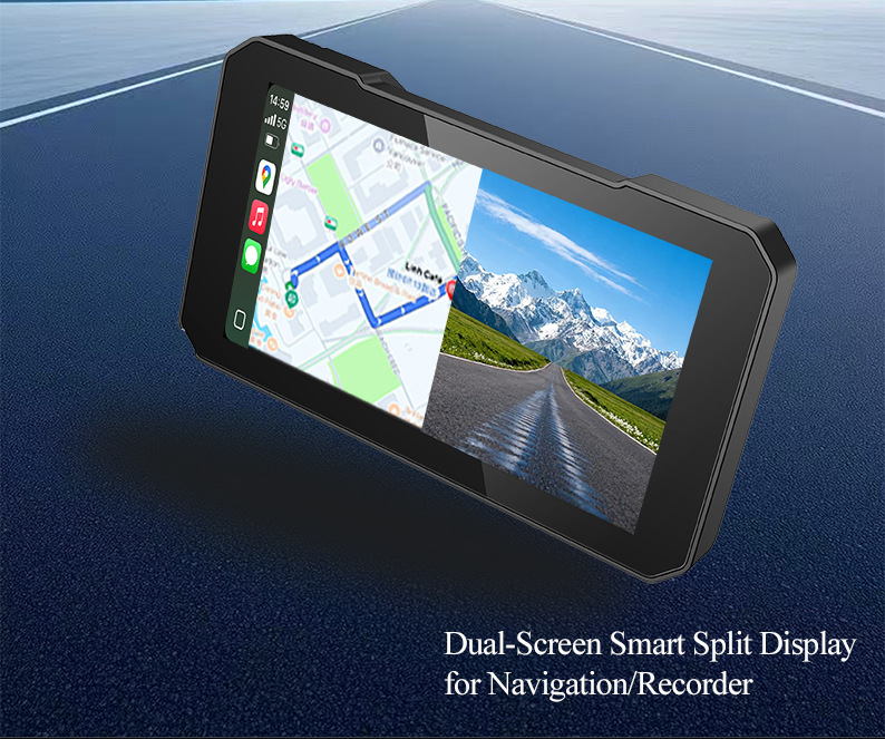 Motorcycle Smart Navigation System CarPlay/Android Auto Wireless Screen Mirroring Dash Cam Waterproof