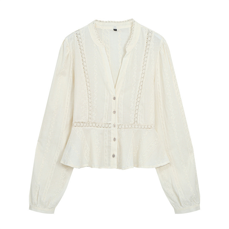 Foreign Trade 2026 Autumn New European and American Style Women's Fashion Casual Loose Versatile Embroidered Long Sleeve Shirt 8741242 Foreign Trade 2026 Autumn New European and American Style Women's Fashion Casual Loose Versatile Embroidered Long Sleeve Shirt 8741242