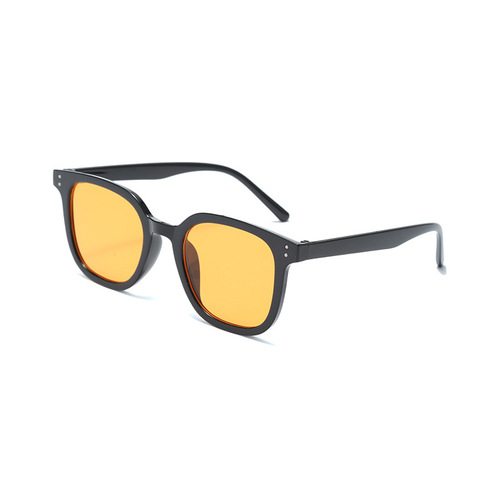 Wholesale black red brown sunglasses, Korean style, trendy square large frame, rice grain sun glasses for men and women, new sun protection sunglasses
