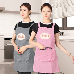 棉布背帶雙兜圍裙成人家務廚房圍腰無袖罩衣簡約棉格圍裙批發