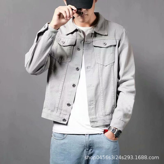 Men's Ripped Denim Jacket Autumn and Winter Jacket Fashionable Handsome Korean Style Distinctive Casual Denim Jacket Work Jacket