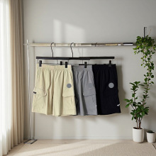 迪+夏季新款骑行通勤运动休闲5分库男士弹力透气梭织速干简约短裤