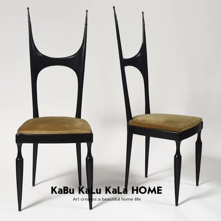 中古实木餐椅设计师个性高靠背餐桌椅网红侘寂风家用餐椅异型椅子