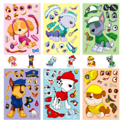 大売6枚/顔を変えるdiyパズルシール子犬チーム親子インタラクティブパズル顔を変えるシール