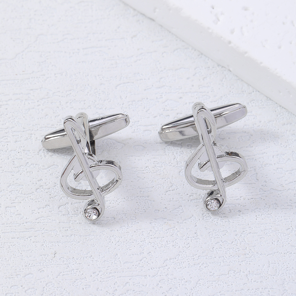 gemelli da polso con diamanti con nota musicale da uomo, semplici, alla moda, in lega, di alta qualità, con fibbia per camicia, accessori, nuovi prodotti in magazzino_voghion.com