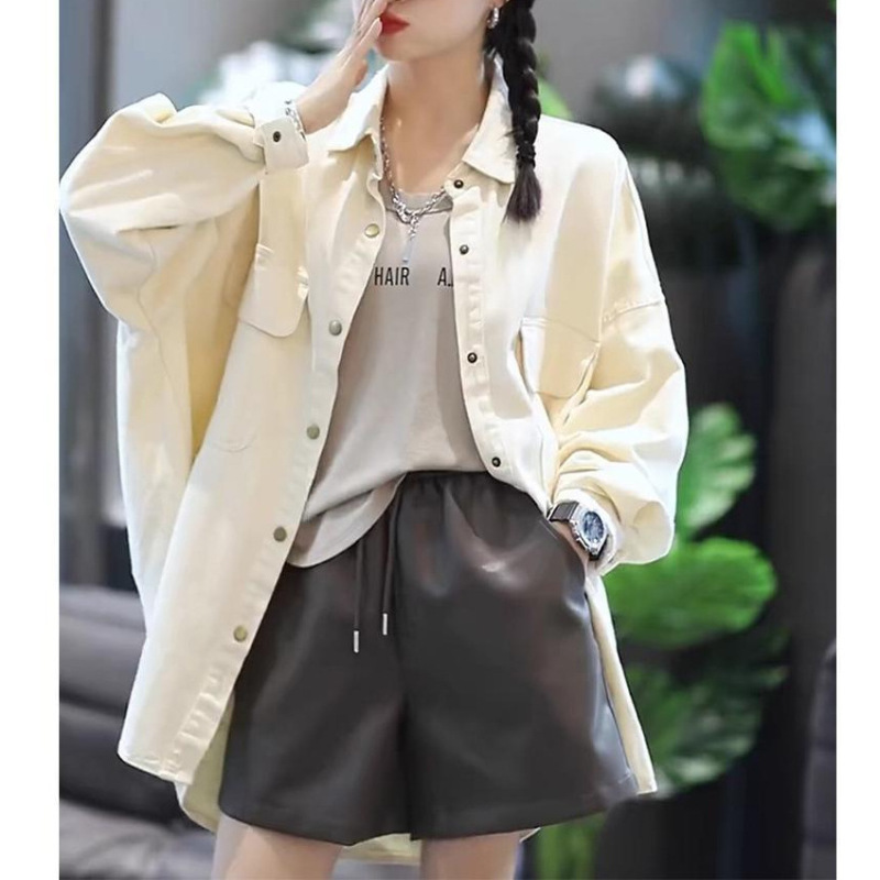 长袖牛仔衬衫外套女春秋2025新款休闲设计小众宽松中长款衬衣外搭|undefined