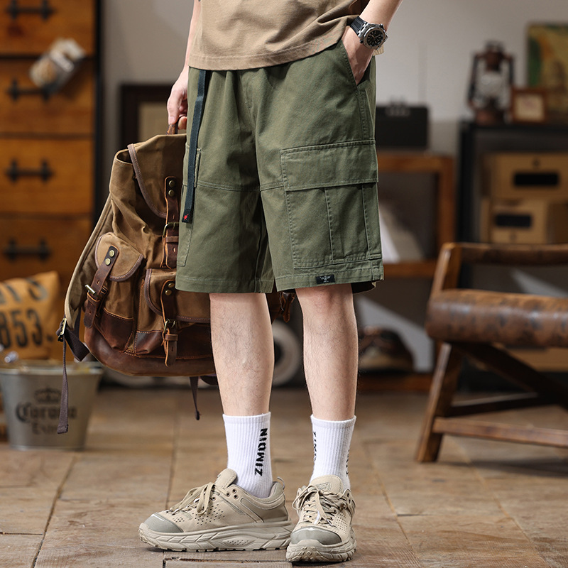 Summer American Casual Cargo Shorts Loose Trendy Brand Multi-Pocket 2025 New Outdoor Commuting Mid-Length Shorts for Men