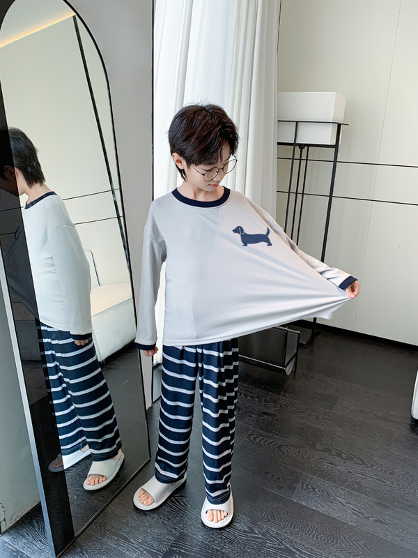 男童睡衣春秋2025新款儿童长袖德绒家居服套装中大童宽松休闲服潮|undefined