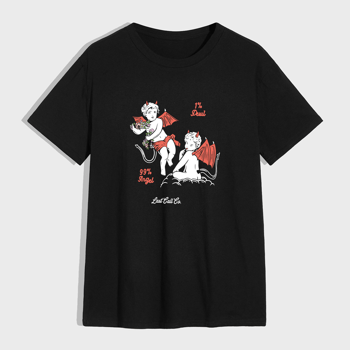 Angel Devil Print Short Sleeve Men S T-Shirt NSSN36881