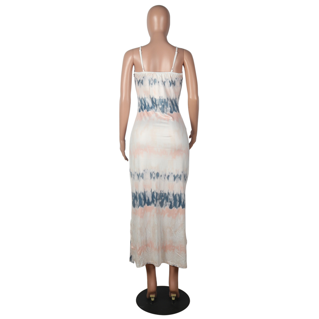 Women Clothing Suspender Split Tie-Dyed Printed Casual Maxi Dress Women