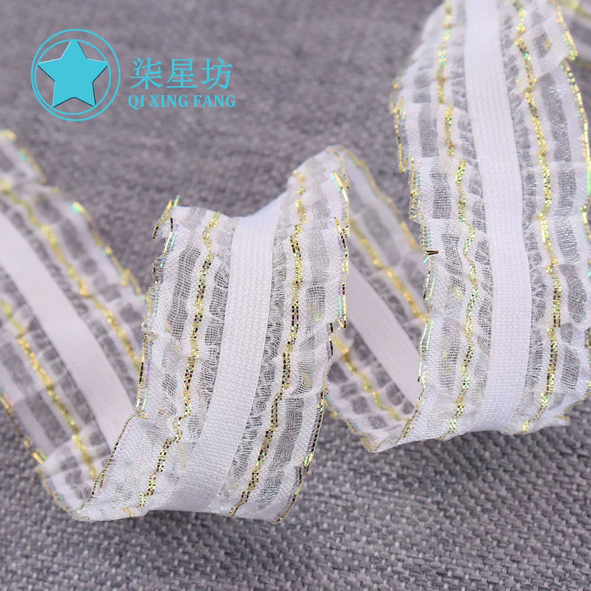 Пятно источник оптом 2.5CM двухсторонний золотой шелковый грибок складки кружева игрушка кукла одежда свадебный приправа ремень