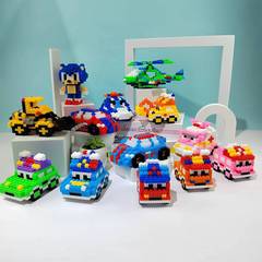 Particle building blocks Perli police car plastic car model assembly student children's educational toys street stall supply wholesale