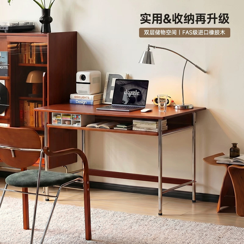 Solid Wood Desk for Small Apartments, Bedroom Study Desk, Narrow Wall-Mounted Table, Writing Desk, Home-Use Vintage Bauhaus Computer Desk Solid Wood Desk for Small Apartments, Bedroom Study Desk, Narrow Wall-Mounted Table, Writing Desk, Home-Use Vintage Bauhaus Computer Desk