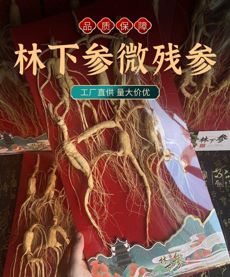 Wild-Simulated Ginseng Slightly Imperfect Roots 100g Dried Sliced for Cooking and Decoction overview