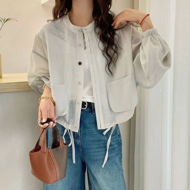 棉麻外套女短款欧货2026春夏新款时尚百搭休闲高端防晒衣上衣