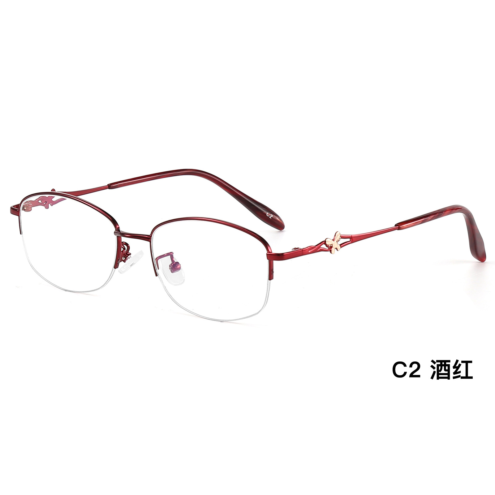 Ultra-luz elegante dama de dos colores de las mujeres de medio marco gafas de marco para la miopía gafas de presbicia Danyang gafas al por mayor