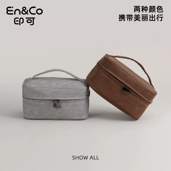 Original Sheepskin-Patterned Cosmetic Bag, Multi-Layered, Large Size, Stain-Resistant Toiletry Bag, Portable Cosmetic Storage Bag