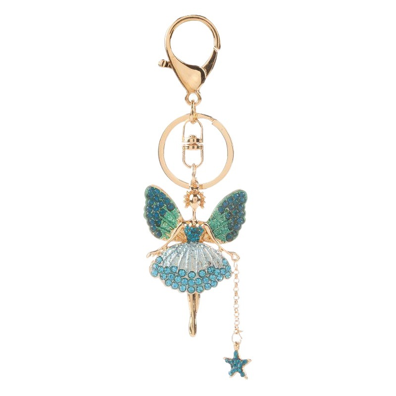 European and American Creative Angel Girl Keychain Rhinestone Metal Car Diamond Pendant Ballet Girl Keychain