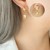 Brand asymmetrical earrings, stone inlay, zirconium, European style, does not fade