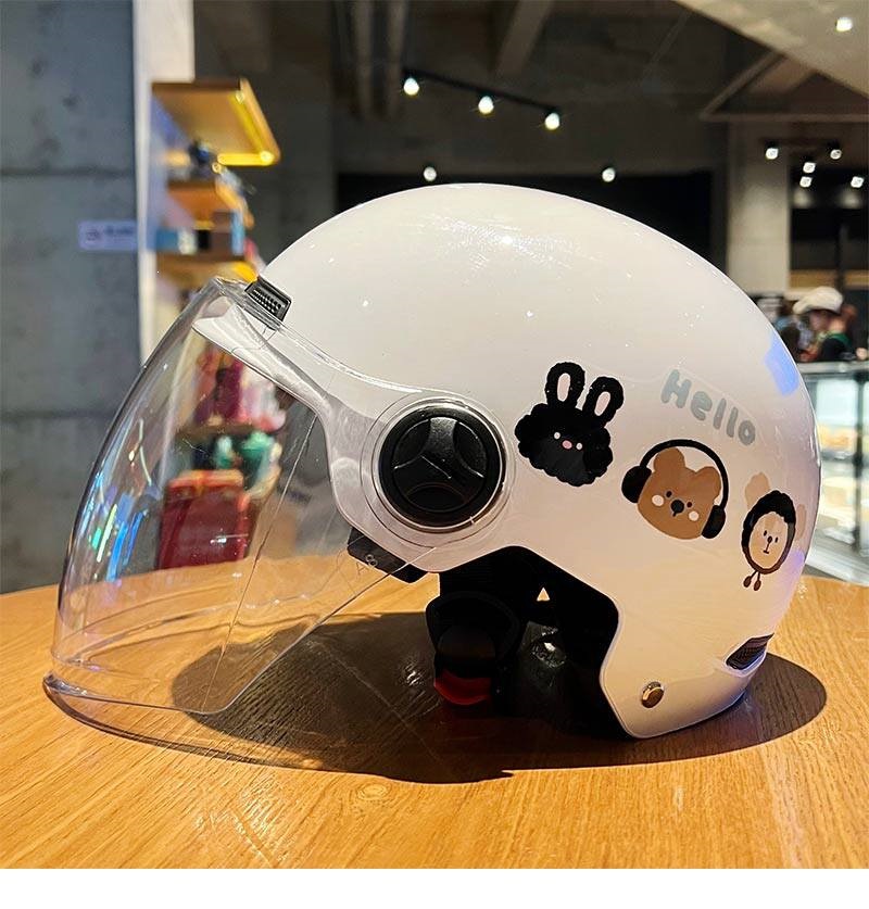 Cute Three Little Ones New National Standard C Certified Electric Vehicle Helmet Simple Women's Motorcycle Safety Helmet Sun Protection