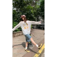Yi Yi 2024 Summer ins ленивый ветер цветочный принт солнцезащитный крем рубашка женщины с тонкими рукавами с длинными рукавами и микропрозрачной блузкой m11076