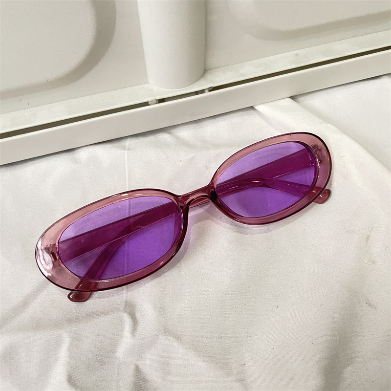 レトロな円枠サングラス紫色のドーパミンギャルメガネ男紫外線防止近視サングラス女性の丸い顔