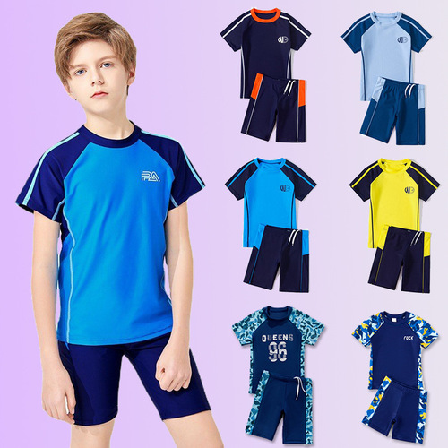 Children's swimwear summer fashion, middle-aged children's split swimwear, youth sun protection, quick-drying hot spring swimwear