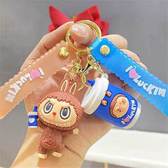 クロスボーダーラブブリトルシープコーヒーカップキーホルダーかわいいラブブ人形カーファッションパーソナライズキーホルダー
