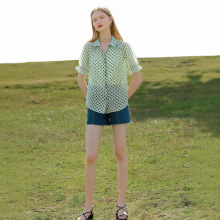 一手货源【佳人苑】品牌专柜撤柜！韩版气质波点显瘦短袖衬衫25夏