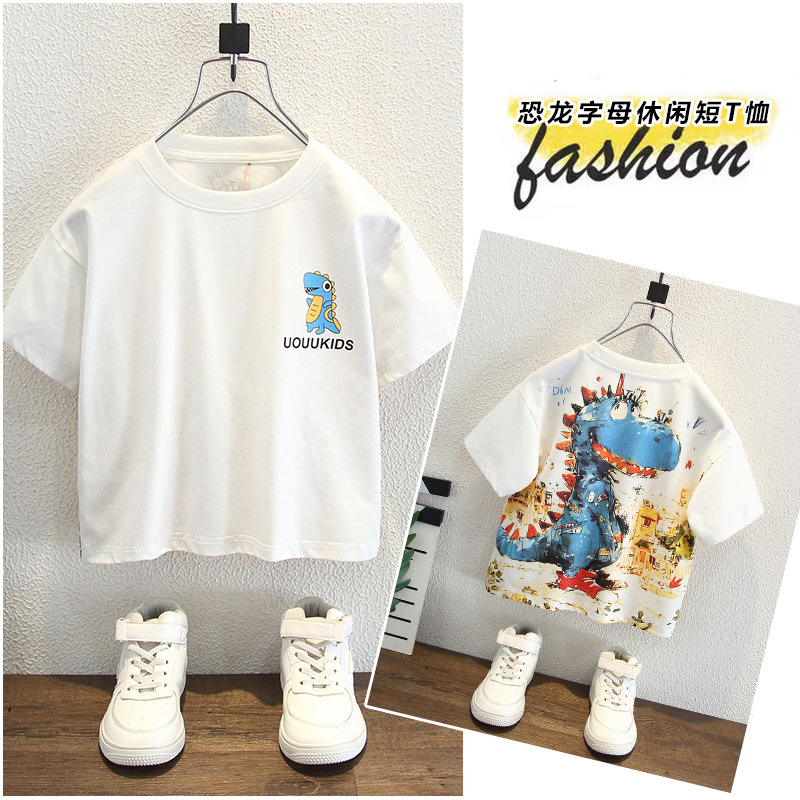 7983 camiseta de manga corta para niños 2025 nuevos tops de ropa para niños ropa de verano para niños tendencia estilo rufián guapo moda versión coreana