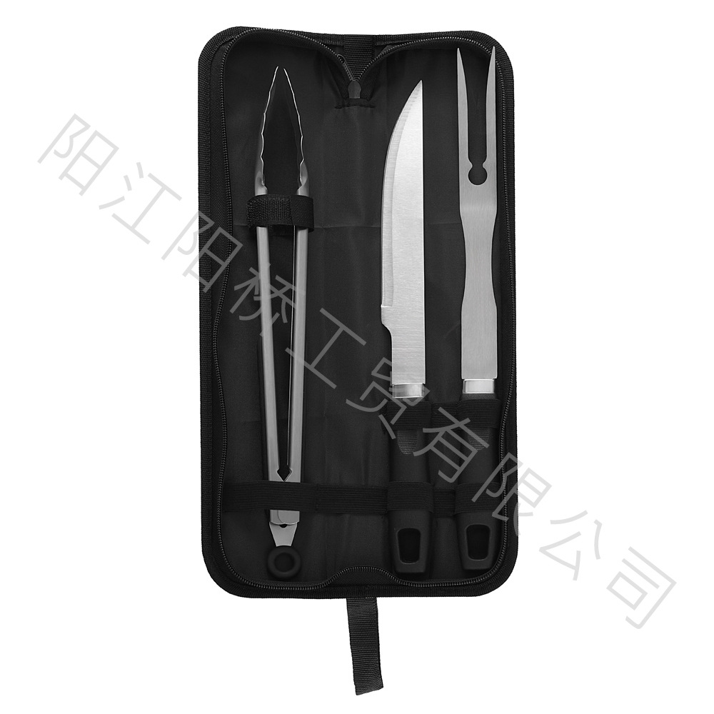 Amazon Cross-border Hot Sale Acero inoxidable Set de parrilla de barbecue al aire libre mango de plástico horquilla de parrilla