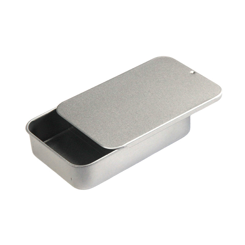 Caja de hojalata deslizante negra en stock, mini caja de hojalata para bálsamo, nueva serie de cajas cuadradas de almacenamiento con sistema de apertura y cierre. image 24
