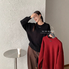 yx1044-1纯色毛衣2025秋冬新款多巴胺彩色圆领毛线宽松保暖毛衣