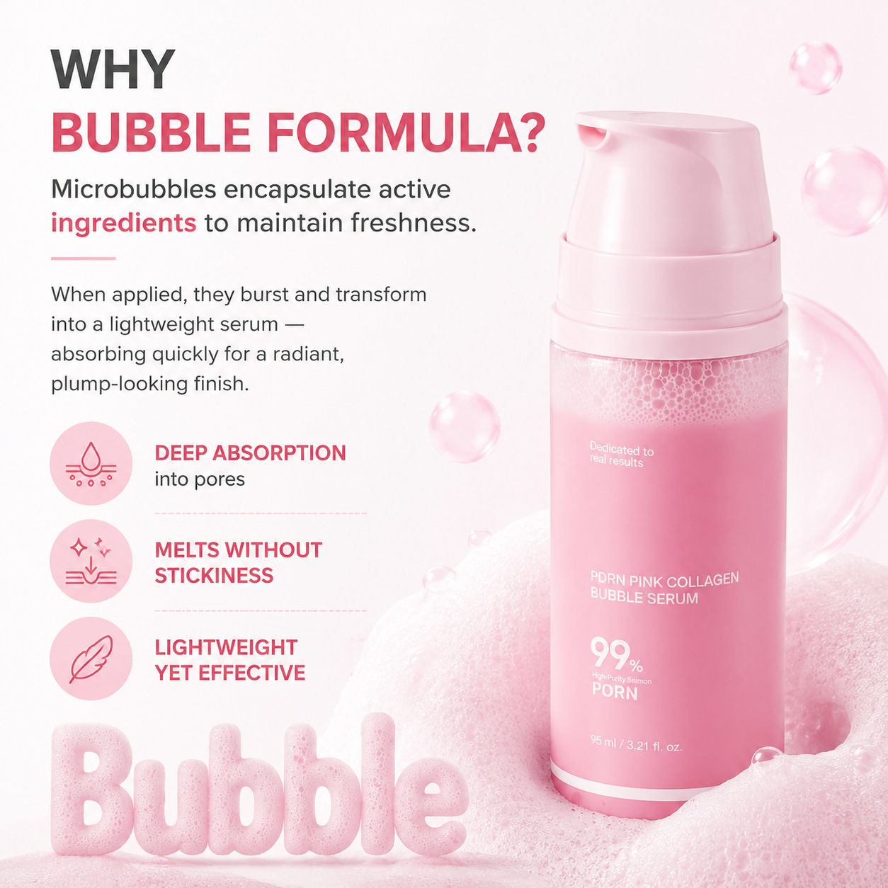 Séroum Facial de Burbujas de Colágeno PDRN Reafirmante y Nutritivo para Cuidado Facial