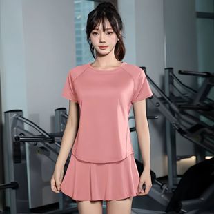 New Sports suit Women's Summer Quick-dry Breathable Cool Fitness Clothes Loose Badminton Zipper Pocket Yoga suit