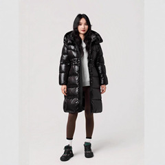 商场同款黑金羽绒服女王4.0鹅绒保暖百搭时尚连帽抽绳收腰外套