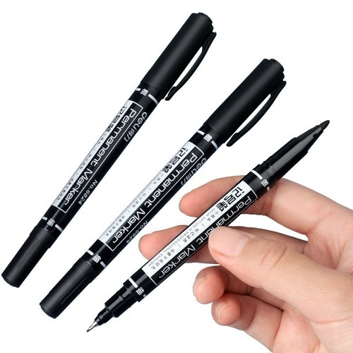 Deli 6823 double-headed marker hook line pen wholesale black art special children's kindergarten oil-based large pen