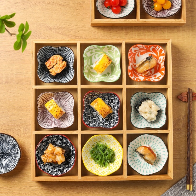 九宫格托盘餐具火锅配菜盘拼盘竹木盘围炉煮茶点心盒干果盘木质盘|undefined