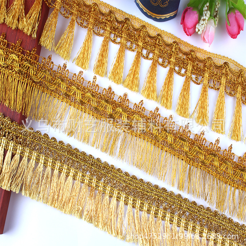 Manufacturer's wealthy gold and silver silk lace curtain hanging…
