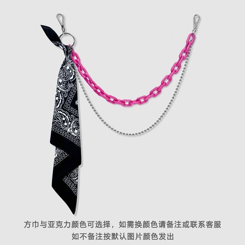 ヒップホップパンツチェーンアクセサリーインハイストリートアクセサリー蛍光樹脂パンツチェーンスクエアスカーフメンズメタルウエストチェーン女性ウエスト卸売|undefined