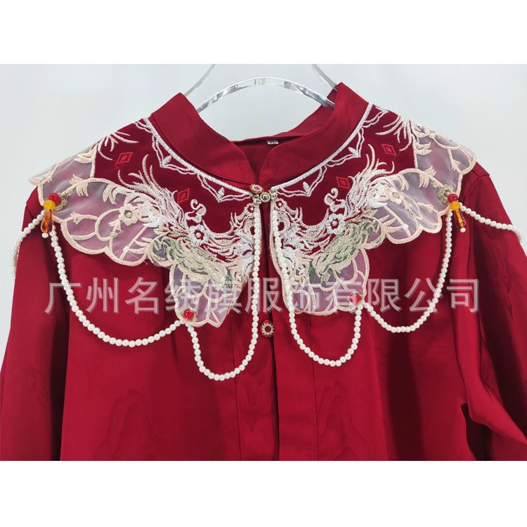 Тост Одежда Национальный стиль Облако Плечо Красный Возвращение Банкетная Вышивка Облако Плечо Изысканная кисточка Шаль невесты Hanfu Вышитый искусственный воротник