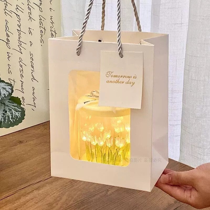 チューリップの花の夜の光クリエイティブ人気の手作り DIY 材料パッケージケーキボックスロマンチックな雰囲気のライト高価値|undefined