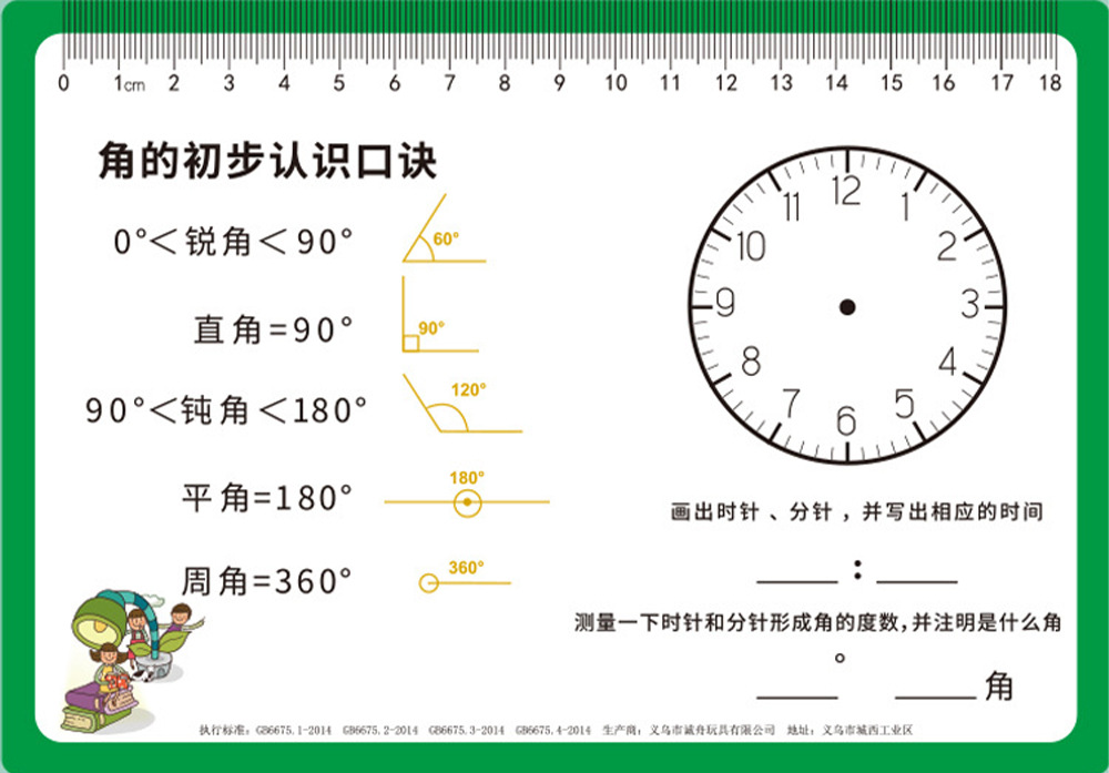 [bank card material] [primary school] formula for initial understanding of angles (one big and one small)