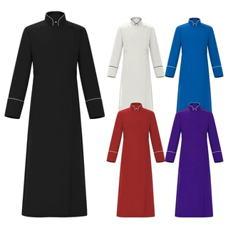 跨境中世纪牧师服装cos服神职人员礼服展会演出服神父带立领衣服