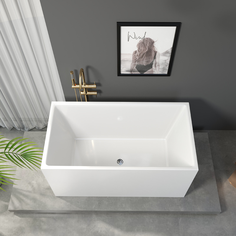 Installation-free Square Bathtub Household Acrylic Seamless Integrated Deepening Movable Bathtub Small Cylinder
